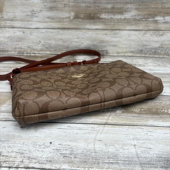 Coach Purse Signature East West Pop Crossbody Bag F52657 Brown Gold - Picture 10 of 16